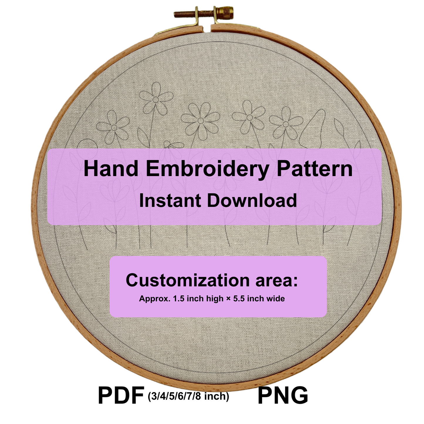 Custom Floral Embroidery Pattern PDF PNG | Personalized Name Embroidery Pattern | Beginner Hand Embroidery Design