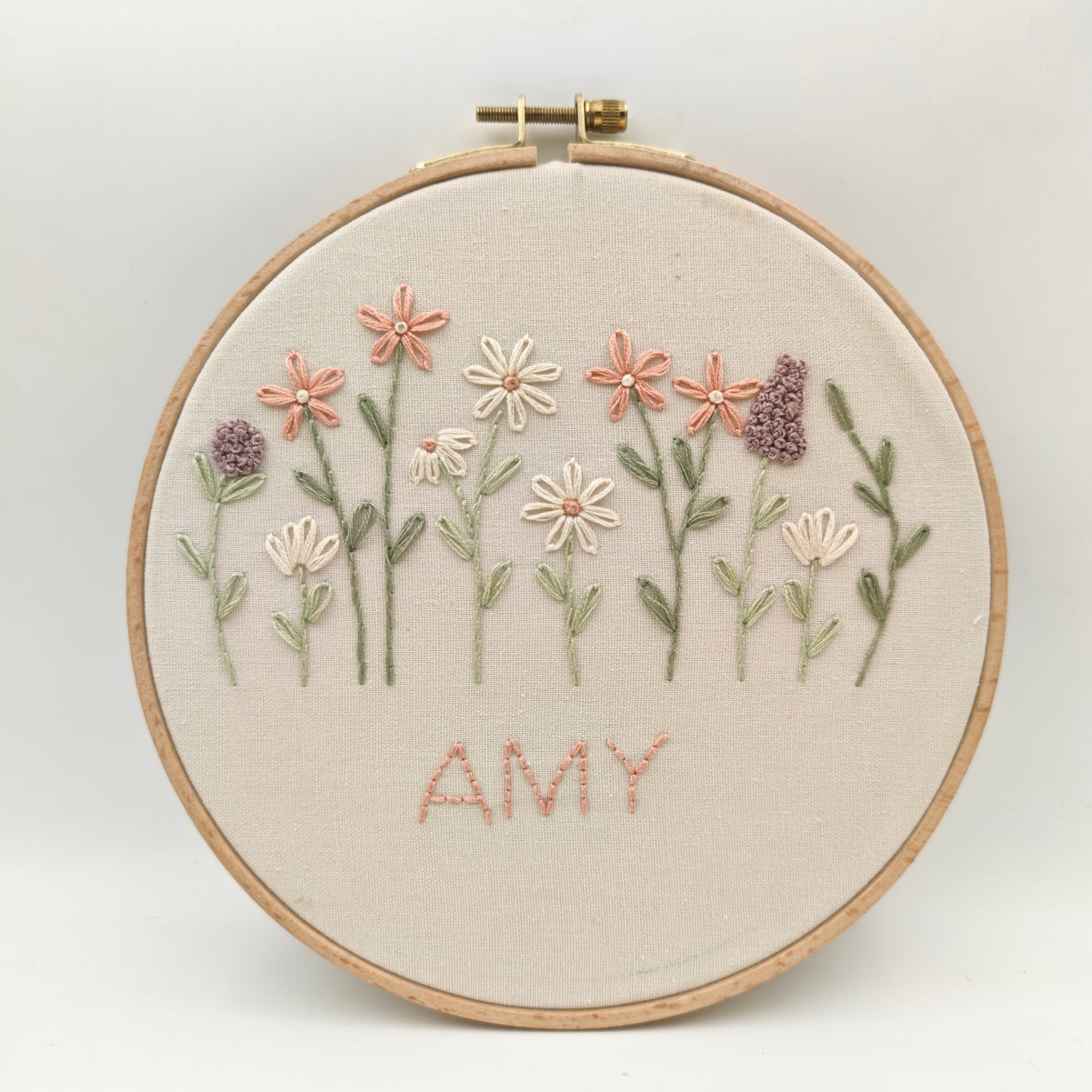 Custom Name Floral Hand Embroidery Kit for Beginners | Personalized DIY Hand Embroidery Kit | Linen denim tote bag kit | Pillow cover embroidery kit