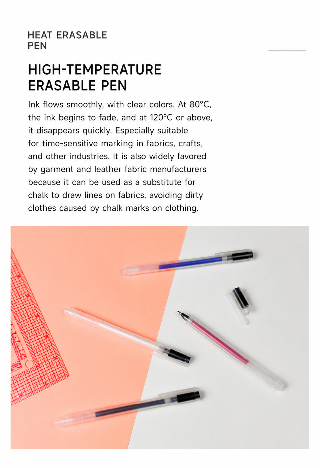 4 Colors Heat Erasable Fabric Marking Pens with Refills for Sewing, Quilting, Embroidery & Pattern Tracing